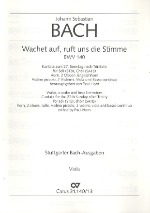 Wachet auf ruft uns die Stimme Kantate Nr.140 BWV140 Viola