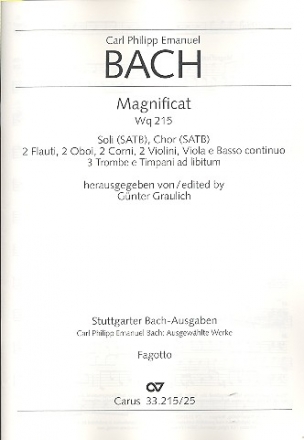 Magnificat D-Dur WQ215 fr Soli, gem Chor und Orchester Fagott