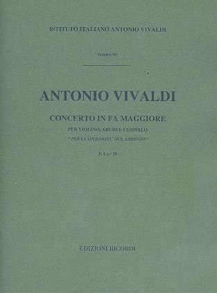 Concerto fa maggiore RV286 per violino e archi partitura