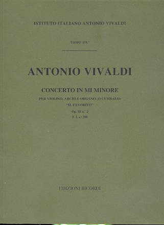 Concerto mi minore op.11,2 per violino e archi partitura