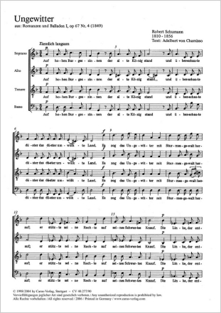 UNGEWITTER SOPRANO, ALTO, TENORE, BASSO, OP. 67 NR. 4, 1849 PARTITUR (DT)