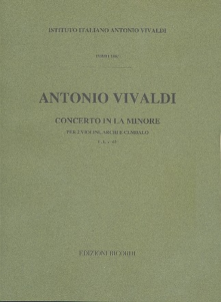 Concerto la minore RV523 P28 F.I:61 per 2 violini e archi partitura