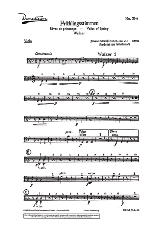 Frhlingsstimmen op.410 fr Salonorchester Viola