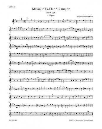 MISSA G-DUR FUER SOLI SATB, CORO SATB, 2 OBOI, 2 VIOLINI, VIOLA UND OBOE 1