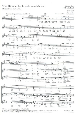 Vom Himmel hoch da komm ich her Kantate fr Soli (SATB) und Frauenchor, Gemeinde, 2 Violinen und Orgel,    Chorpartitur