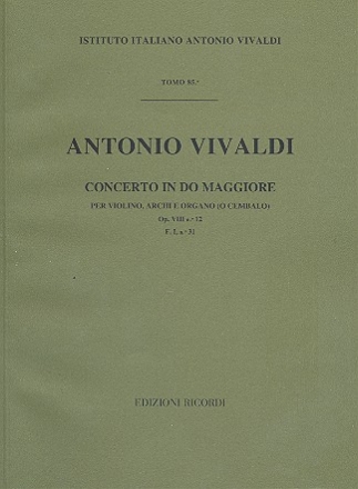 Concerto do maggiore op.8,12 per violino, archi e organo Partitur