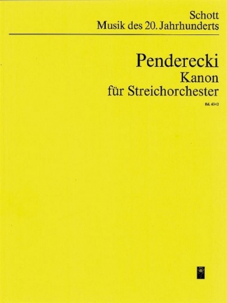 Kanon fr Streicher und Tonband Studienpartitur