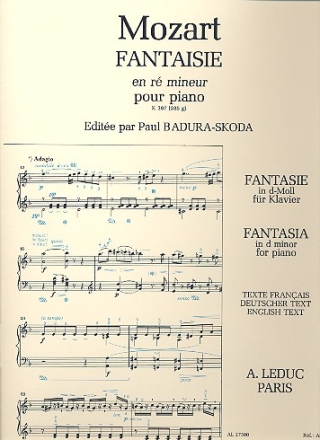 Fantaisie re mineur KV397  pour piano