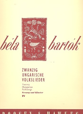 20 ungarische Volkslieder Band 4 (Nr.16-20) fr Gesang und Klavier (un/dt)