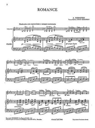 Romance E flat major for violin and piano Verlagskopie