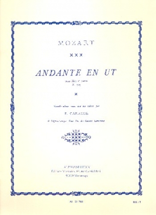 ANDANTE UT MAJEUR KV315 POUR FLUTE ET PIANO CARATGE, F., ARR.