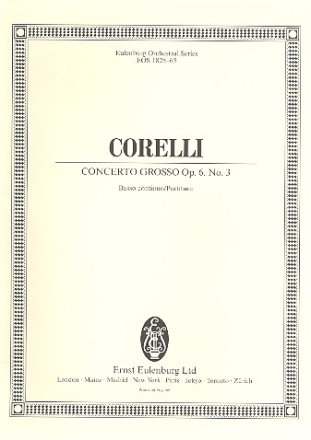 Concerto grosso c-moll Nr.3 op.6,3 fr 2 Violinen, Violoncello, Streicher und Bc Partitur (= Bc)