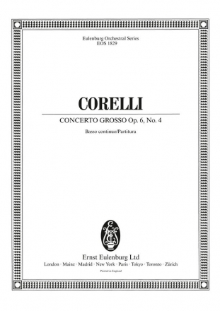 Concerto grosso d-moll Nr.4 op.6,4 fr 2 Violinen, Violoncello, Streicher und Bc Partitur (= Bc)