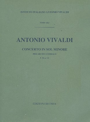 Concerto sol minore F.XI:21 per archi e cembalo partitura