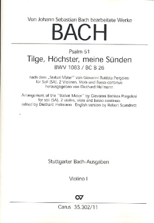 Tilge Hchster meine Snden BWV1083 fr Sopran, Alt, 2 Violinen, Viola und Bc Violine 1