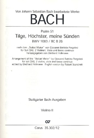 Tilge Hchster meine Snden BWV1083 fr Sopran, Alt, 2 Violinen, Viola und Bc Violine 2