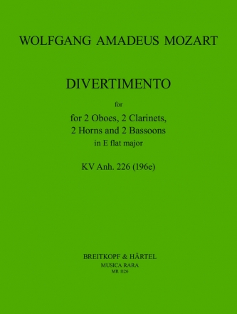 Divertimento Es-Dur KVAnh.226 fr 2 Oboen, 2 Klarnetten, 2 Hrner, 2 Fagotte Partitur und Stimmen