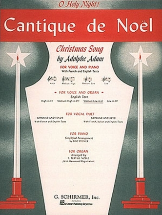 Cantique de Noel C major for medium low voice and organ (en/fr) Christmas Song