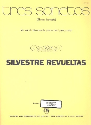 3 Sonnets for 2 clarinets, 2 trumpets, horn in F, bass clarinet, bassoon, tuba, percussion and piano,  score and parts