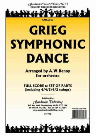 SYMPHONIC DANCE FOR FULL ORCHESTRA FULL SCORE + SET OF PARTS (INCLUDING STRINGS 4-4-3-4-2)