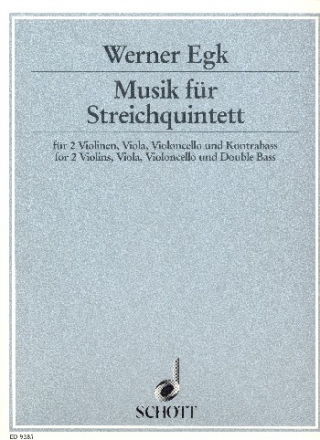 Musik fr Streichquintett fr 2 vl, va, vc und kb Partitur und Stimmen (1924)