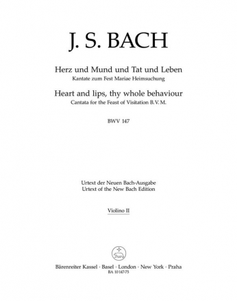 HERZ UND MUND UND TAT UND LEBEN KANTATE NR.147 BWV147,  VIOLINE 2