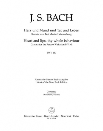 HERZ UND MUND UND TAT UND LEBEN KANTATE NR.147 BWV147,  CELLO/BASS