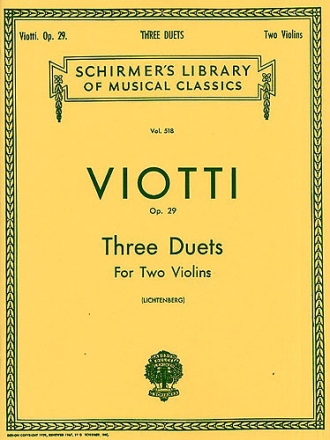 3 Duets op.29 for 2 violins lichtenberg, leopold, ed