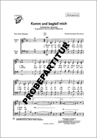 KOMM UND BEGLEIT MICH fr gem Chor und Klavier Partitur