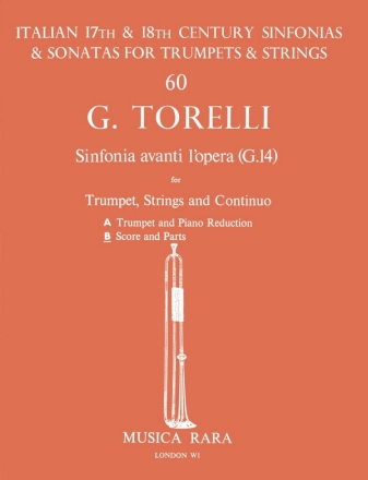 Sinfonia avanti l'opera G14 fr Trompete, Streichorchester und Bc Partitur und Stimmen