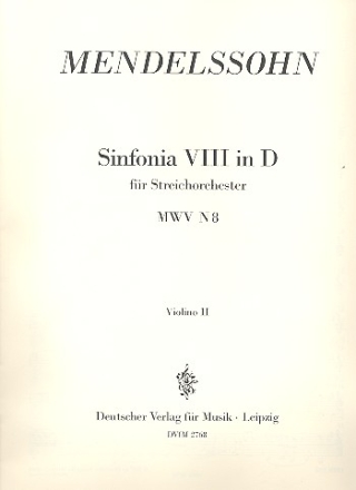 Sinfonia D-Dur Nr.8 fr Streichorchester Violine 2