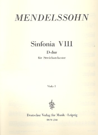 Sinfonia D-Dur Nr.8 fr Streichorchester Viola 1