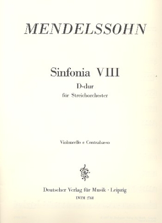 Sinfonia D-Dur Nr.8 fr Streichorchester Cello / Bass