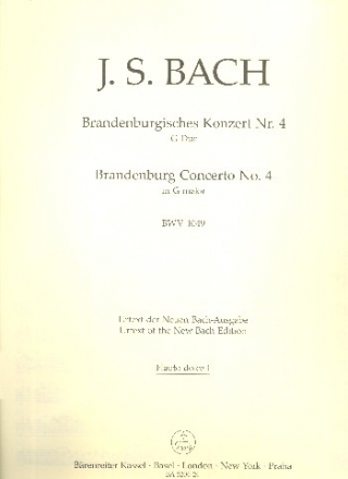 Brandenburgisches Konzert G-Dur Nr.4 BWV1049 fr Orchester Blockflte 1