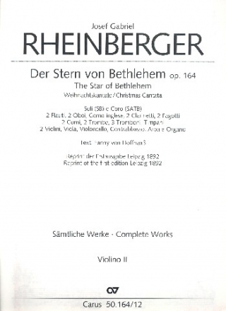 Der Stern von Bethlehem op.164 fr Soli (SB) , 8stg. Chor und Orchester Violine 2