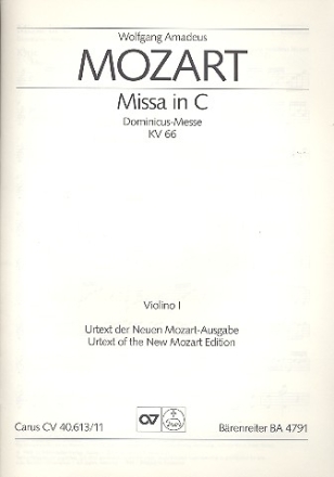 Missa C-Dur KV66  fr Soli, gem Chor und Orchester Violine 1