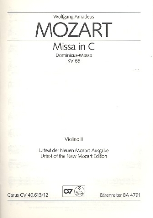 Missa C-Dur KV66  fr Soli, gem Chor und Orchester Violine 2