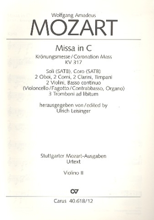 Missa C-Dur KV317 fr Soli, Chor und Orchester Violine 2