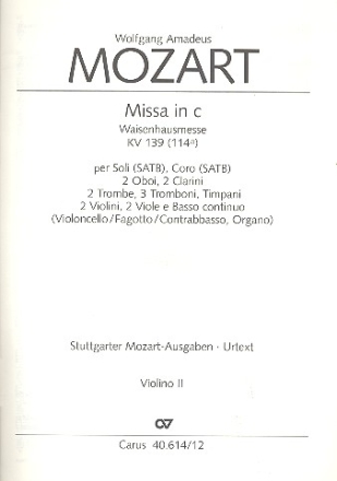 Missa c-Moll KV139 fr Soli (SATB), Chor und Orchester Violine 2