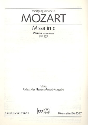 Missa c-Moll KV139 fr Soli (SATB), Chor und Orchester Viola