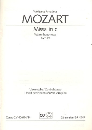 Missa c-Moll KV139 fr Soli (SATB), Chor und Orchester Cello/Ba