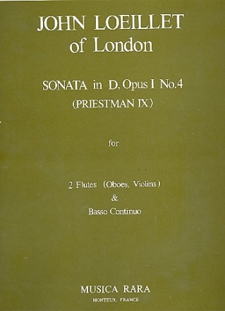 Sonata D major op.1,4 for 2 flutes (oboe, violin) and bc