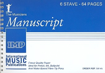 6 Stave 64 Pages DIN A5 Manuscript Paper (spiral) the musicians manuscript