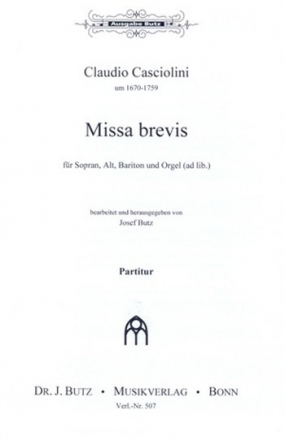 Missa brevis fr 3-stg gem Chor (SABar) und Orgel ad lib Partitur