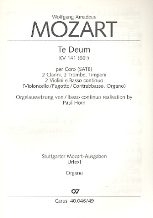 Te Deum laudamus KV141 fr Chor und Orchester Orgel