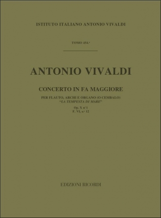 Concerto fa maggiore op.10,1 f.6:12 per flauto, archi e organo (cemb) partitura