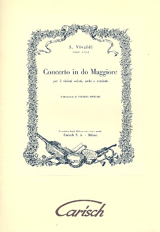 Concerto do maggiore per 2 violini solisti, archi e cembalo partitura