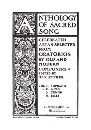 ANTHOLOGY OF SACRED SONG FOR ALTO AND PIANO SPICKER, MAX, ED