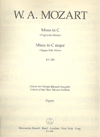 Missa C-Dur KV259 fr Soli, Chor und Orchester Orgel