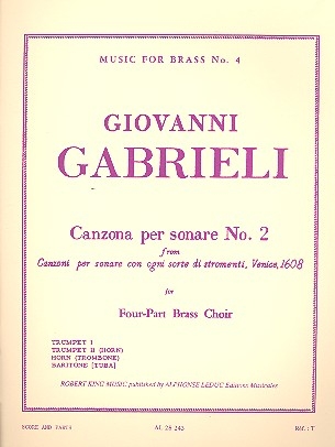 Canzona per sonare no.2 for 2 trumpets, horn and baritone (tuba) score  and parts